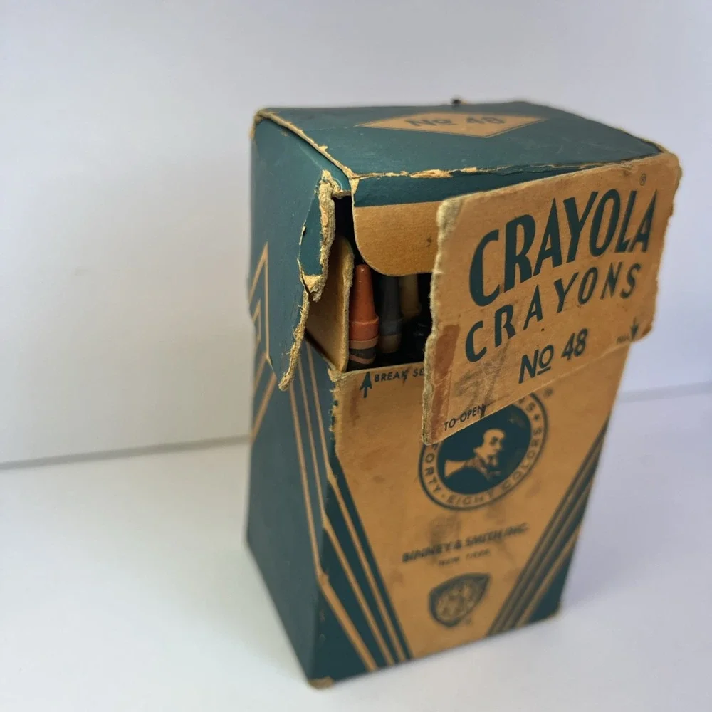 VTG Crayola Rubens No 48 Prewar Box Rare Retired Colors Prussian Blue Flesh Etc